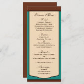 Sweet Mocha & Blauwgroen bruiloft Receptie Menu's (Voorkant / Achterkant)