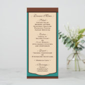 Sweet Mocha & Blauwgroen bruiloft Receptie Menu's (Staand voorkant)