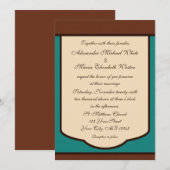 Sweet Mocha en Blauwgroen huwelijksuitnodigingen Kaart (Voorkant / Achterkant)