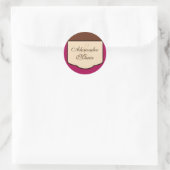 Sweet Mocha & Fuchsia Wedding Envelope-zegels Ronde Sticker (Tas)