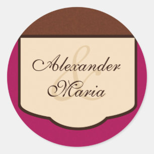 Sweet Mocha & Fuchsia Wedding Envelope-zegels Ronde Sticker