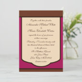 Sweet Mocha & Fuchsia Wedding Invitations Kaart (Staand voorkant)