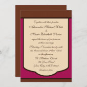 Sweet Mocha & Fuchsia Wedding Invitations Kaart (Voorkant / Achterkant)