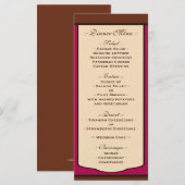 Sweet Mocha & Fuchsia Wedding Receptie Menu's (Voorkant / Achterkant)