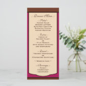 Sweet Mocha & Fuchsia Wedding Receptie Menu's (Staand voorkant)