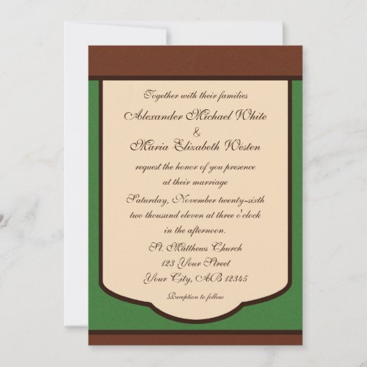 Sweet Mocha & Green Wedding Invitations Kaart (Voorkant)