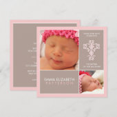 Sweet & Modern Baptism Baby Girl Uitnodiging (Voorkant / Achterkant)