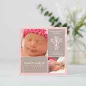 Sweet & Modern Baptism Baby Girl Uitnodiging (Staand voorkant)