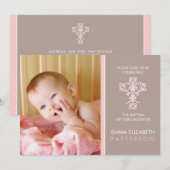 Sweet & Modern Baptism Baby Girl Uitnodiging (Voorkant / Achterkant)
