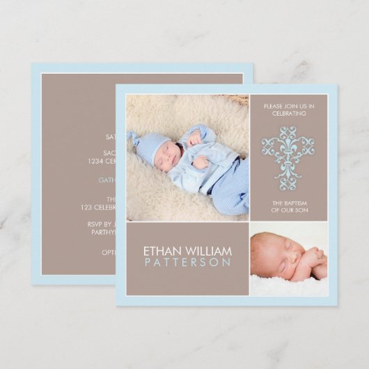 Sweet & Modern Baptism Baby Uitnodiging (Voorkant / Achterkant)