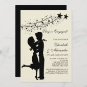 Sweet Modern Couple in Love Verloving Invitations Kaart (Voorkant / Achterkant)