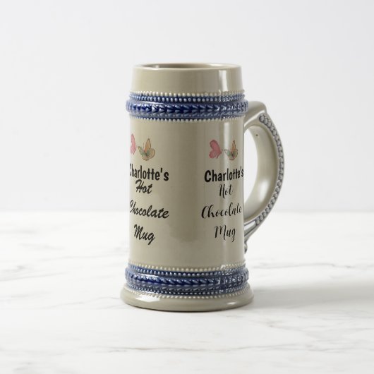 Sweet Modern Custom Name Script Hot Chocolate Bierpul (Voorkant rechts)