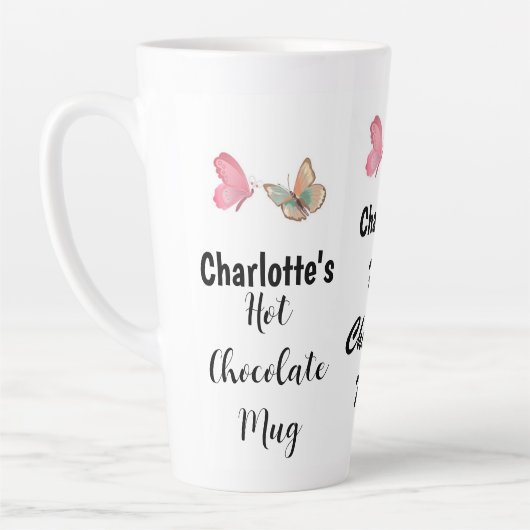 Sweet Modern Custom Name Script Hot Chocolate Latte Mok (Links)