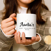 Sweet Modern Custom Name Script Hot Chocolate Mok
