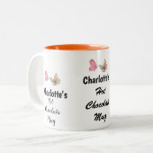 Sweet Modern Custom Name Script Hot Chocolate Tweekleurige Koffiemok (Voorkant links)