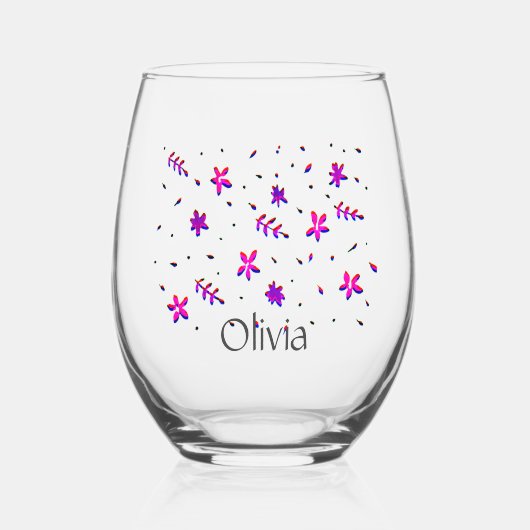 Sweet Modern Flower Design Wijnglas Zonder Voet (Voorkant)