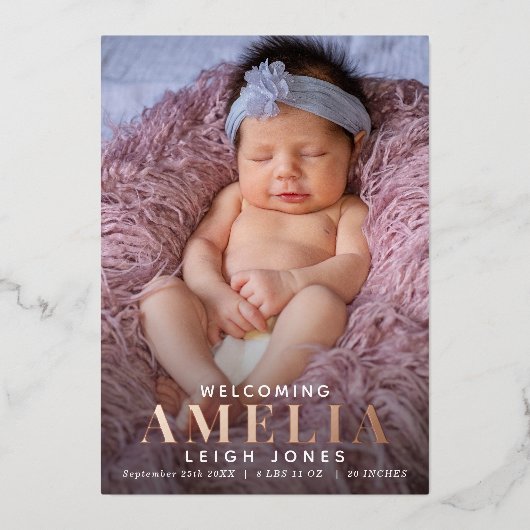 Sweet Modern Folie Fotoaankondiging Folie Uitnodiging (Voorkant)