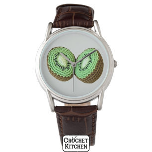 Sweet Modern Minimal Green Crochet Kiwi Fruit Horloge