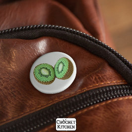 Sweet Modern Minimal Green Crochet Kiwi Fruit Ronde Button 5,7 Cm