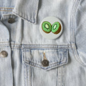 Sweet Modern Minimal Green Crochet Kiwi Fruit Ronde Button 5,7 Cm (In situ)