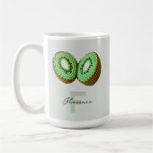 Sweet Modern Minimal Green Crochet Kiwi Naam Koffiemok (Links)
