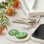Sweet Modern Minimal Green Crochet Kiwi Naam Sleutelhanger (Voorkant Rechts)