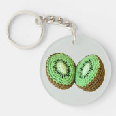 Sweet Modern Minimal Green Crochet Kiwi Naam Sleutelhanger (Voorkant)