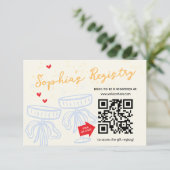 Sweet Modern Script Coquette Bow Registry Informatiekaartje (Staand voorkant)