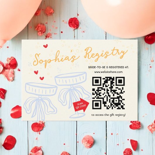 Sweet Modern Script Coquette Bow Registry Informatiekaartje
