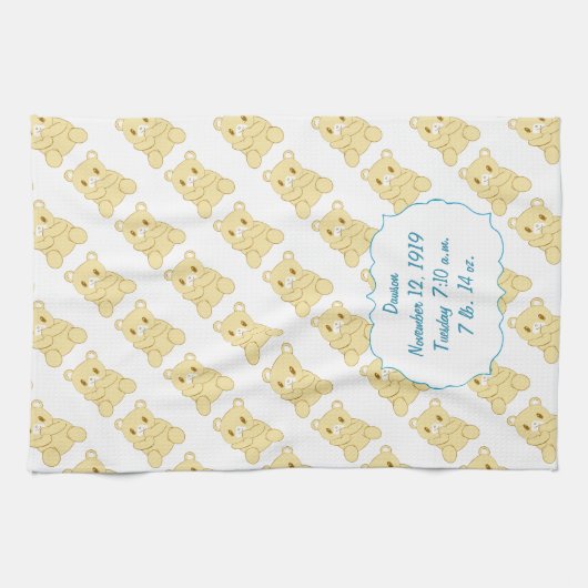Sweet Modern Teddy Bear Baby shower Gifts Theedoek (Horizontaal)