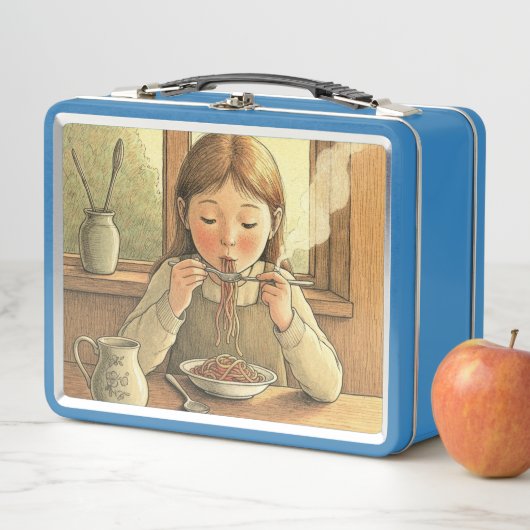 Sweet Modest Design – Jewish Girl Eating Pasta (In situ)