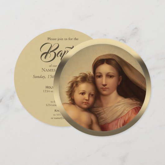 Sweet moeder en baby CC0978 Baptism Uitnodiging (Voorkant / Achterkant)