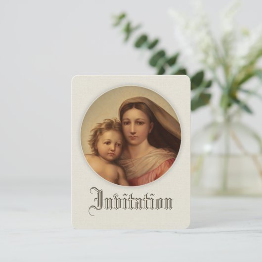 Sweet moeder en baby CC0980 Baptism Uitnodiging (Staand voorkant)