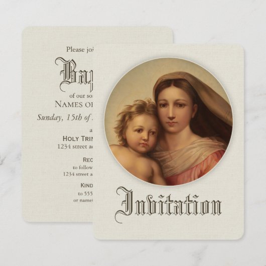 Sweet moeder en baby CC0980 Baptism Uitnodiging (Voorkant / Achterkant)