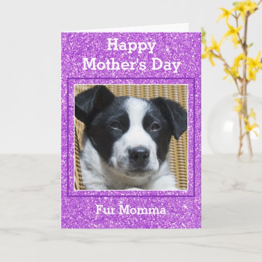 Sweet Moederdag Girly Glitter Custom Pet Photo Kaart (Gele Bloem)