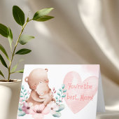 Sweet Moederdag Kaart met Beer & Bloemen Design