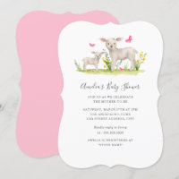 Sweet Mom Baby Sheep Baby shower Invitation