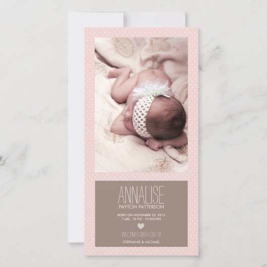 Sweet Moment Foto Baby Girl Geboorteaankondiging Aankondiging (Voorkant)