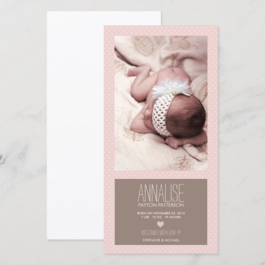 Sweet Moment Foto Baby Girl Geboorteaankondiging Aankondiging (Voorkant / Achterkant)