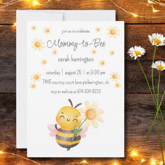 Sweet Mommy-to-Bee Daisy Baby shower Kaart
