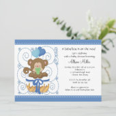 Sweet Monkey Baby Boy Baby shower Kaart (Staand voorkant)