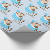 Sweet Monkey Baby shower Wrapping Paper Cadeaupapier (Hoek)
