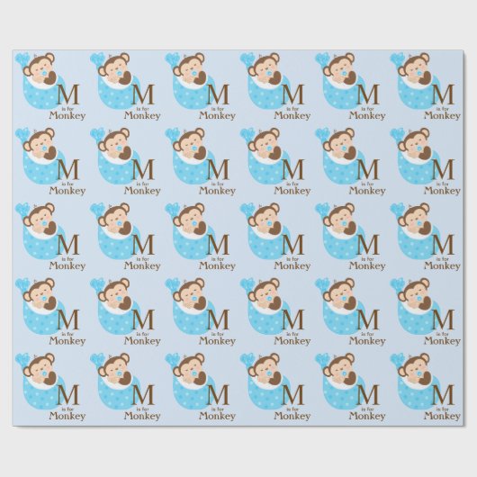 Sweet Monkey Baby shower Wrapping Paper Cadeaupapier (Vlak)