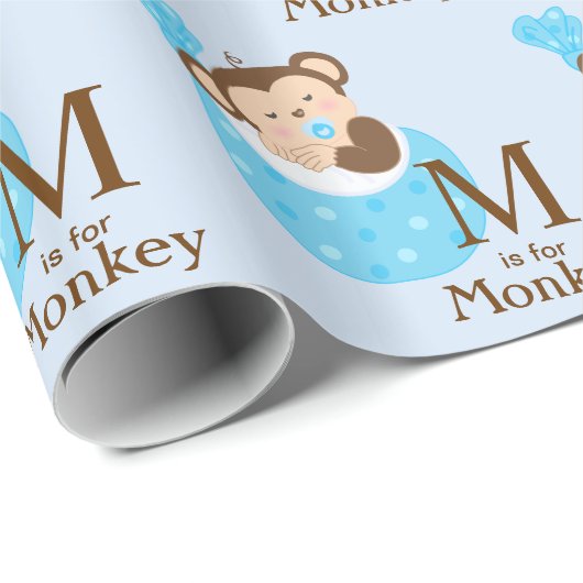 Sweet Monkey Baby shower Wrapping Paper Cadeaupapier (Rol Hoek)