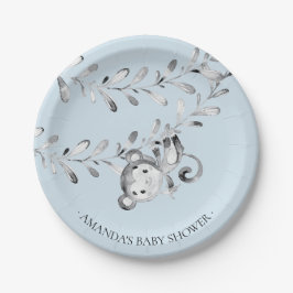 Sweet Monkey Boys Baby shower 7" Bord