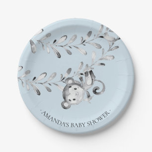 Sweet Monkey Boys Baby shower 7-inch Bord