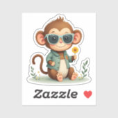 Sweet Monkey Friend | Gentle Kawaii Animal Sticker (Vel)