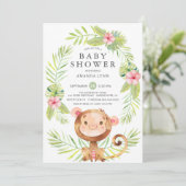 Sweet Monkey Meisje Baby shower Uitnodiging (Staand voorkant)