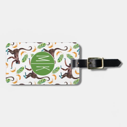 Sweet Monkeys Juggling Bananas | Monogram Bagagelabel (Voorkant horizontaal)