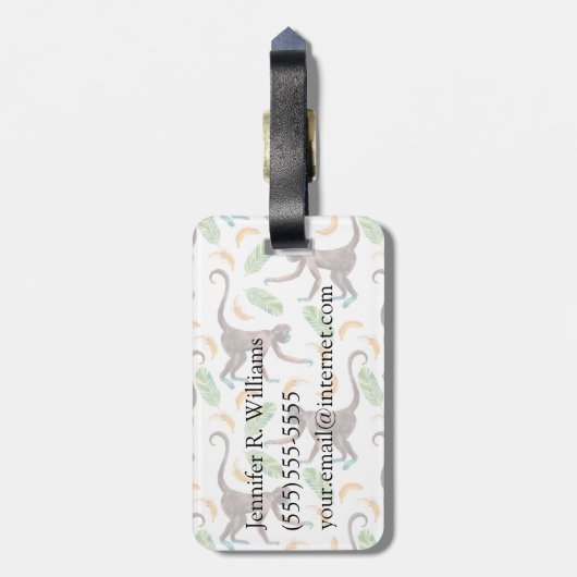 Sweet Monkeys Juggling Bananas | Monogram Bagagelabel (Achterkant verticaal)